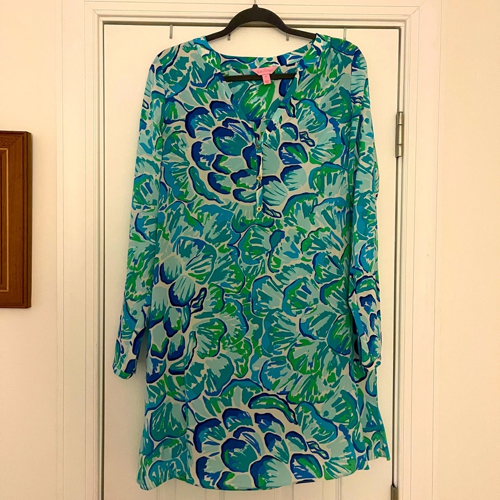 Lilly Pulitzer Delphine Stretch Silk Tunic Dress-M-